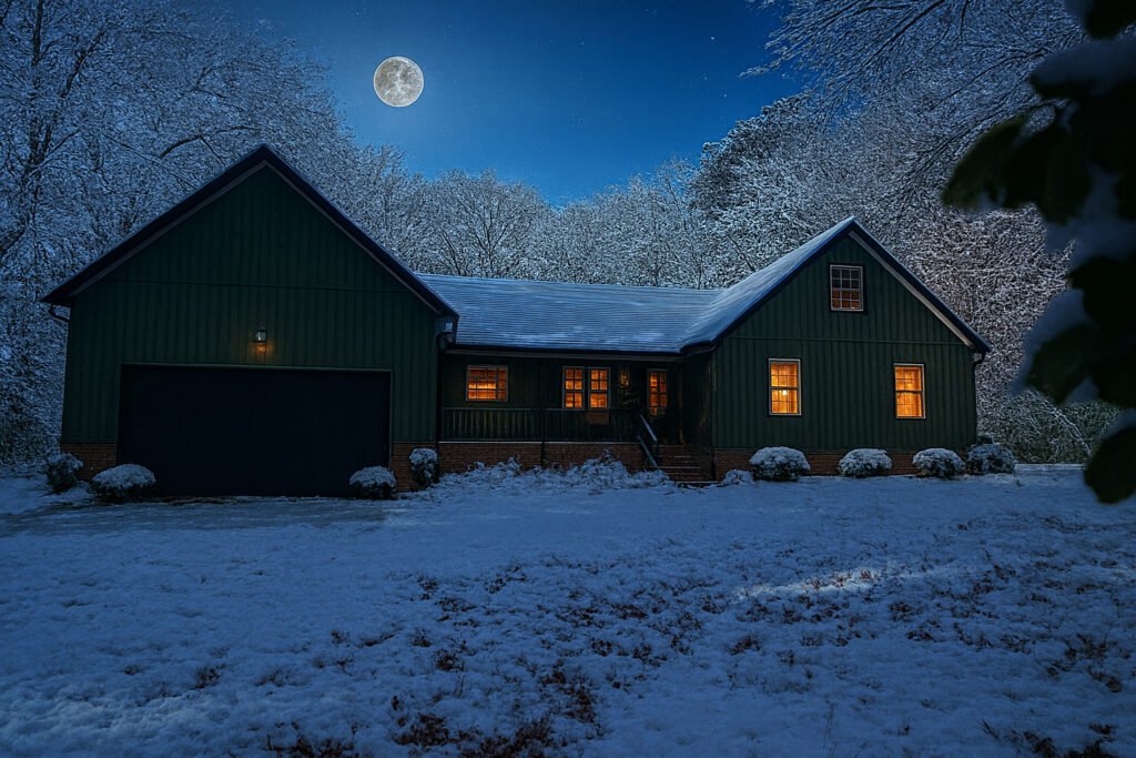 Moonlight Retreat - Snow covered